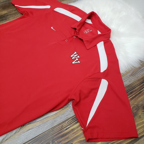 Nike WV Team Polo Shirt Dri-Fit Red White Swoosh Men XL X-Large - Picture 4 of 12
